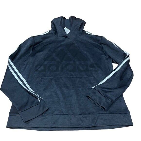 Adidas Grey Logo Pullover Athletic Hoodie Sweatshirt - Picture 1 of 3